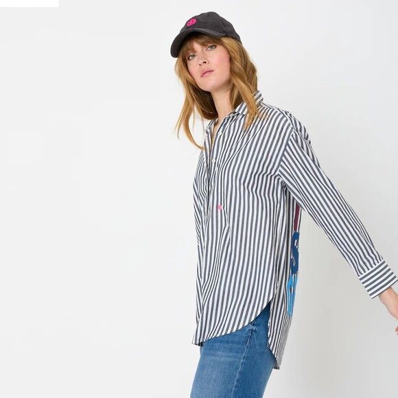 Kerri Rosenthal Maddie House Rules Buttondown Tunic Shirt Top Graphic XL 283403 - Picture 4 of 9